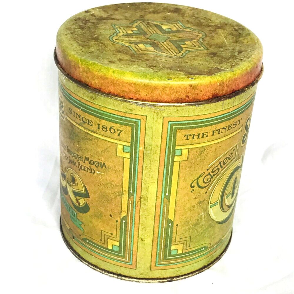 Sunshine Brand Vintage Coffee Tin Yellow Metal 6 in Ballonoff Cleveland Ohio USA - Picture 6 of 12